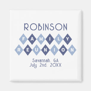 Family Reunion Party Keepsake Colourful Modern Blu Magnet