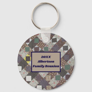 Family Reunion Patchwork Quilt Photo Keepsake Key Ring