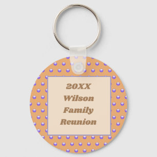 Family Reunion Peach and Blue Polka Dot Pattern Key Ring