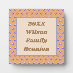 Family Reunion Peach and Blue Polka Dot Pattern Plaque
