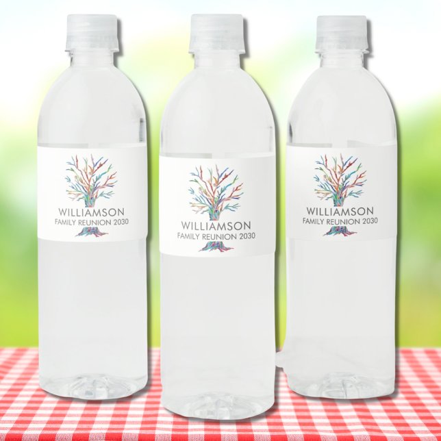  Family Reunion Personalised Family Tree  Water Bottle Label (Creator Uploaded)