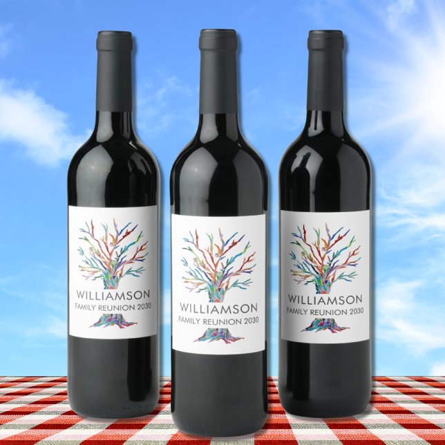  Family Reunion Personalised Family Tree Wine Labe Label (Creator Uploaded)