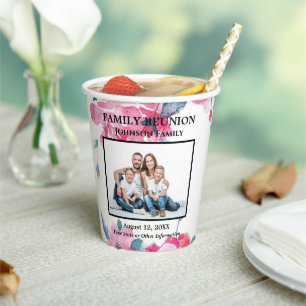 Family Reunion Photo Floral Personalise Paper Cups