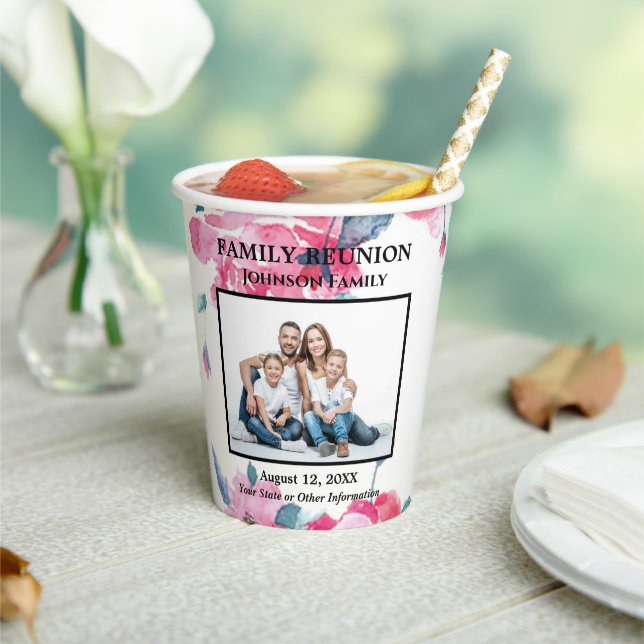 Family Reunion Photo Floral Personalise  Paper Cups (Insitu)