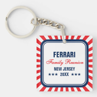 Family Reunion Photo Red White Blue Key Ring