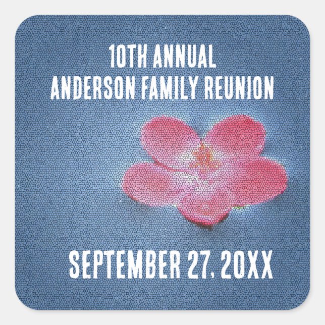 Family Reunion Picnic Cute Flower Yearly Gathering Square Sticker (Front)