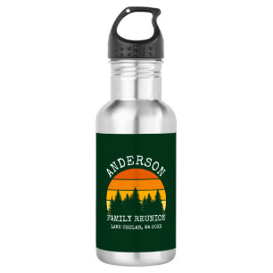 Family Reunion Pine Trees Sunset Green 532 Ml Water Bottle