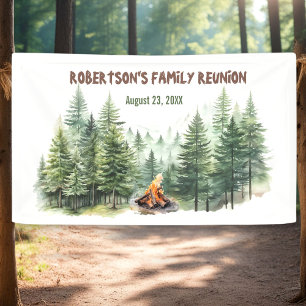 Family Reunion Pine Wood Forest Campfire Banner