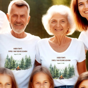 Family Reunion Pine Wood Forest Campfire Name  T-Shirt