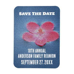 Family Reunion Pink Blue Vacation Save The Date Magnet