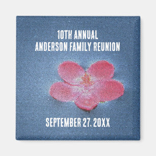 Family Reunion Pink Flower Summer Vacation Magnet