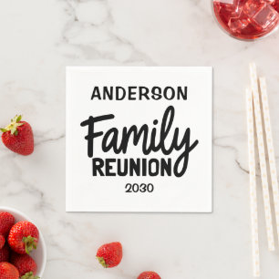 Family Reunion Playful Script Custom Date Name Napkin