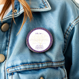 Family Reunion Purple Gold Elegant Hello 6 Cm Round Badge