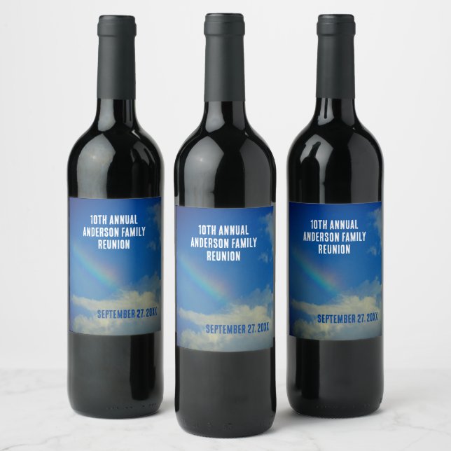 Family Reunion Rainbow Colourful Summer Picinic Wine Label (Bottles)