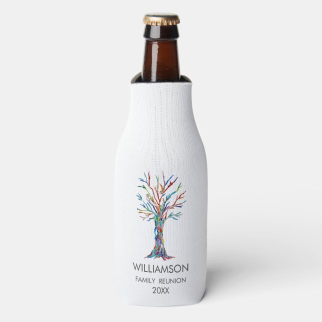 Family Reunion Rainbow Family Tree Bottle Cooler (Bottle Front)