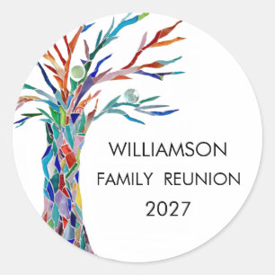 Family Reunion Rainbow Family Tree Classic Round S Sticker