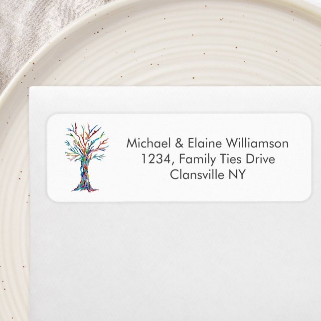Family Reunion Rainbow Family Tree return address Label (Creator Uploaded)