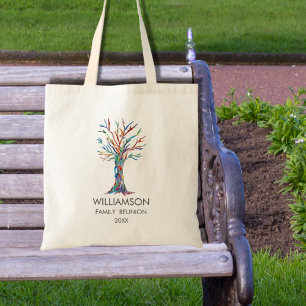 Family Reunion Rainbow Family Tree Tote Bag