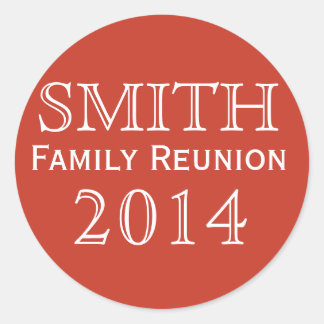 Family Reunion Red Background Classic Round Sticker