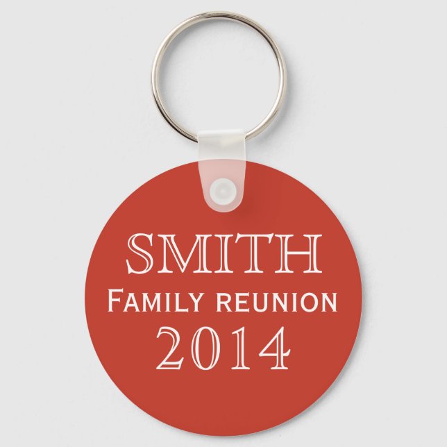 Family Reunion Red Background Key Ring (Front)