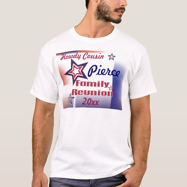 Family reunion red white and blue star design T-Shirt (Front)