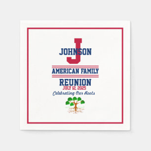 Family Reunion Red White Blue Any Family Name Napkin
