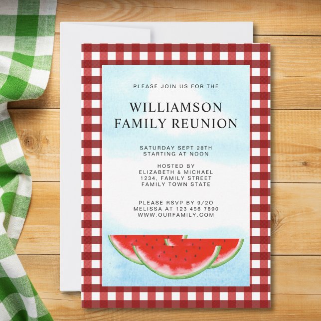 Family Reunion Red White Buffalo Check  Invitation (Creator Uploaded)