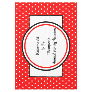Family Reunion Red White Polka Dots Tablecloth