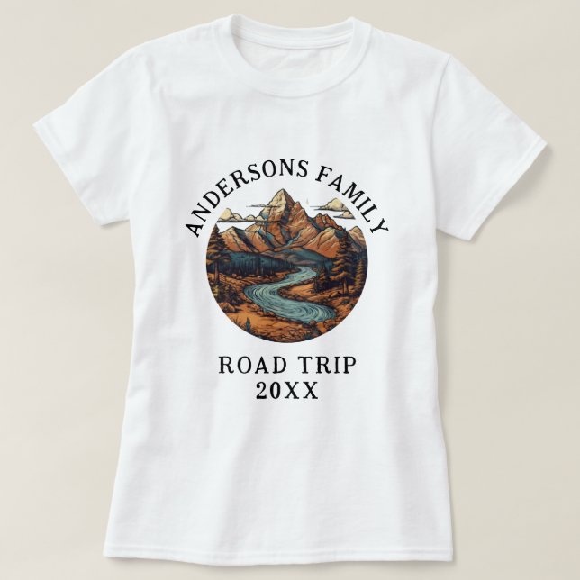 Family Reunion Road Trip Mountain Personalised  T-Shirt (Design Front)