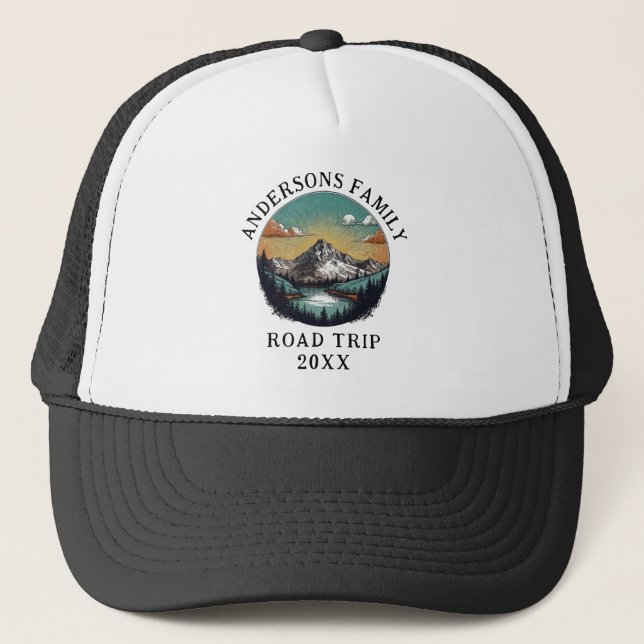 Family Reunion Road Trip Mountain Personalised  Trucker Hat (Front)