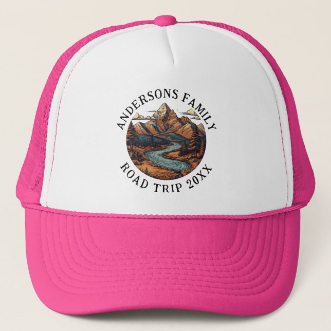 Family Reunion Road Trip Mountain Personalised  Trucker Hat (Front)