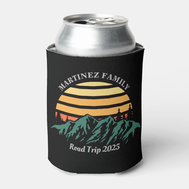 Family Reunion Road Trip Mountain Sunset Custom  Can Cooler (Can Front)