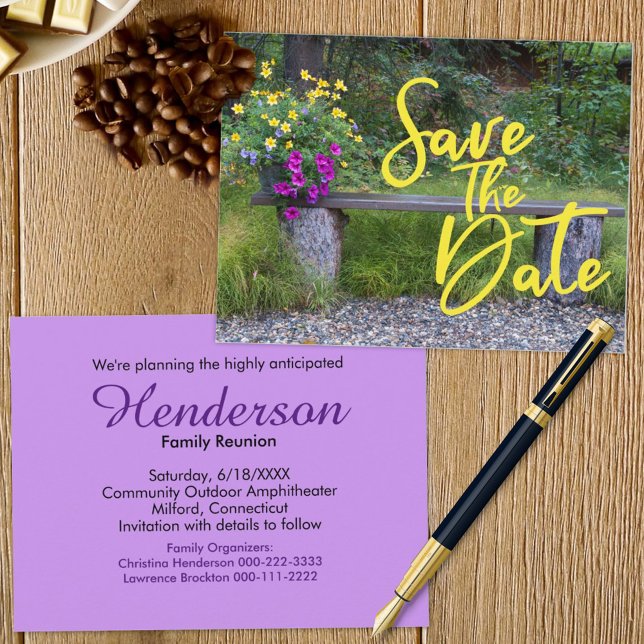 Family Reunion Rustic Floral Photo Save The Date  Announcement Postcard (Creator Uploaded)
