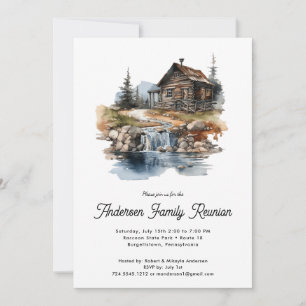 Family Reunion Rustic Forest Cabin Invitation