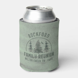 Family Reunion Rustic Forest Vintage Name Can Cooler