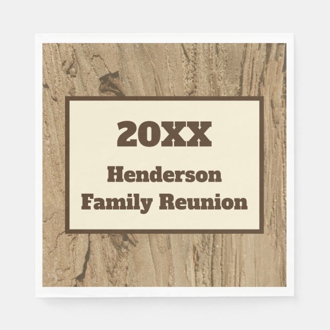 Family Reunion Rustic Nature Pattern Woodgrain Napkin (Front)