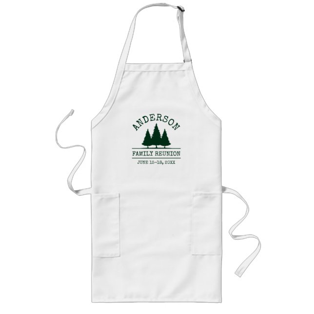 Family Reunion Rustic Pine Trees Kid's White Long Apron (Front)