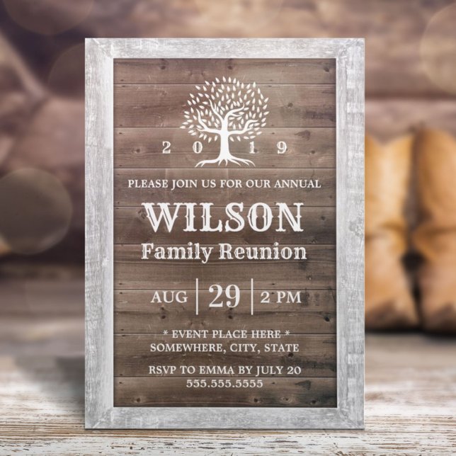 Family Reunion Rustic Wood Frame Family Tree Invitation (Creator Uploaded)