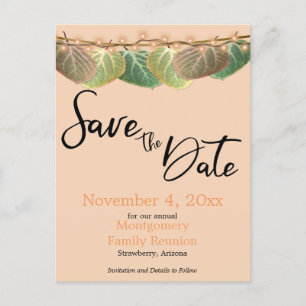 Family Reunion Save The Date Aspen Tree Leaves Announcement Postcard