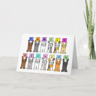 Family Reunion, Save the Date, Cartoon Cats. Card