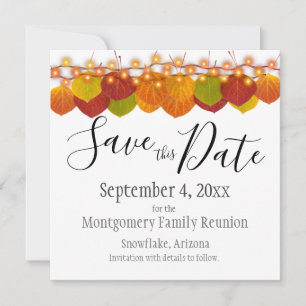 Family Reunion Save The Date Fall Aspen Leaves