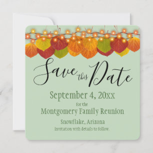 Family Reunion Save The Date Fall Aspen Leaves