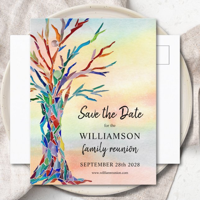 Family Reunion Save The Date Family Tree Invitation Postcard (Creator Uploaded)