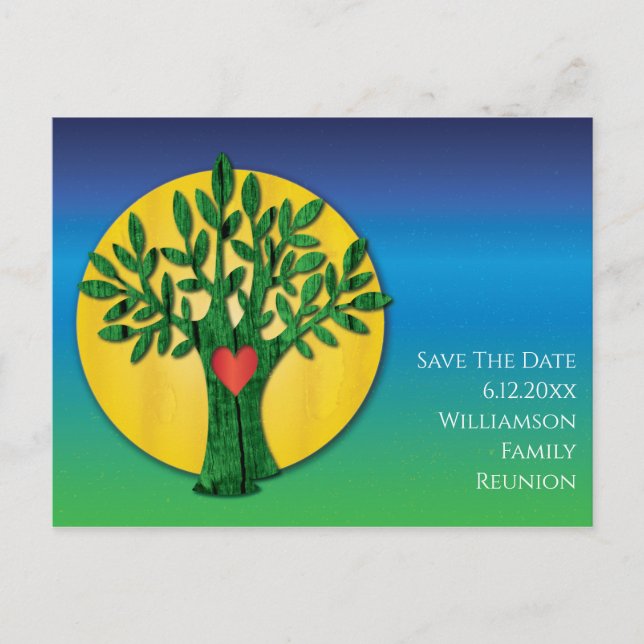 Family Reunion Save The Date Modern Tree Postcard (Front)