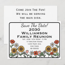 Family Reunion Save The Date Sunflower Invite Card