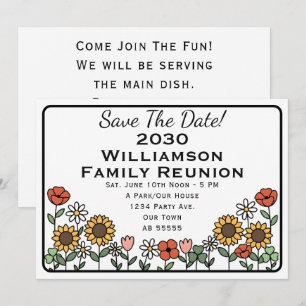 Family Reunion Save The Date Sunflower Invite Card