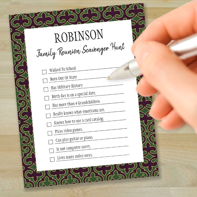 Family Reunion Scavenger Hunt Mardi Gras Notepad (Creator Uploaded)