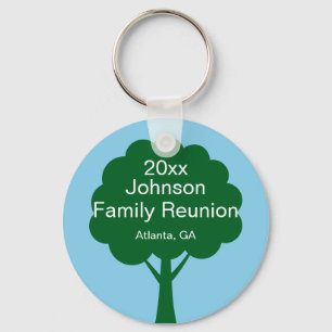 Family Reunion Souvenir with Name, Tree & Year Key Ring
