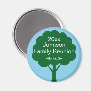 Family Reunion Souvenir with Name, Tree & Year Magnet