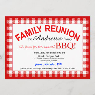 Family Reunion Summer BBQ Picnic Invitation